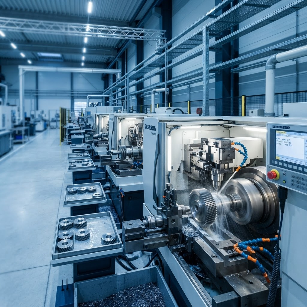 Precision gear manufacturing facility with CNC machining equipment